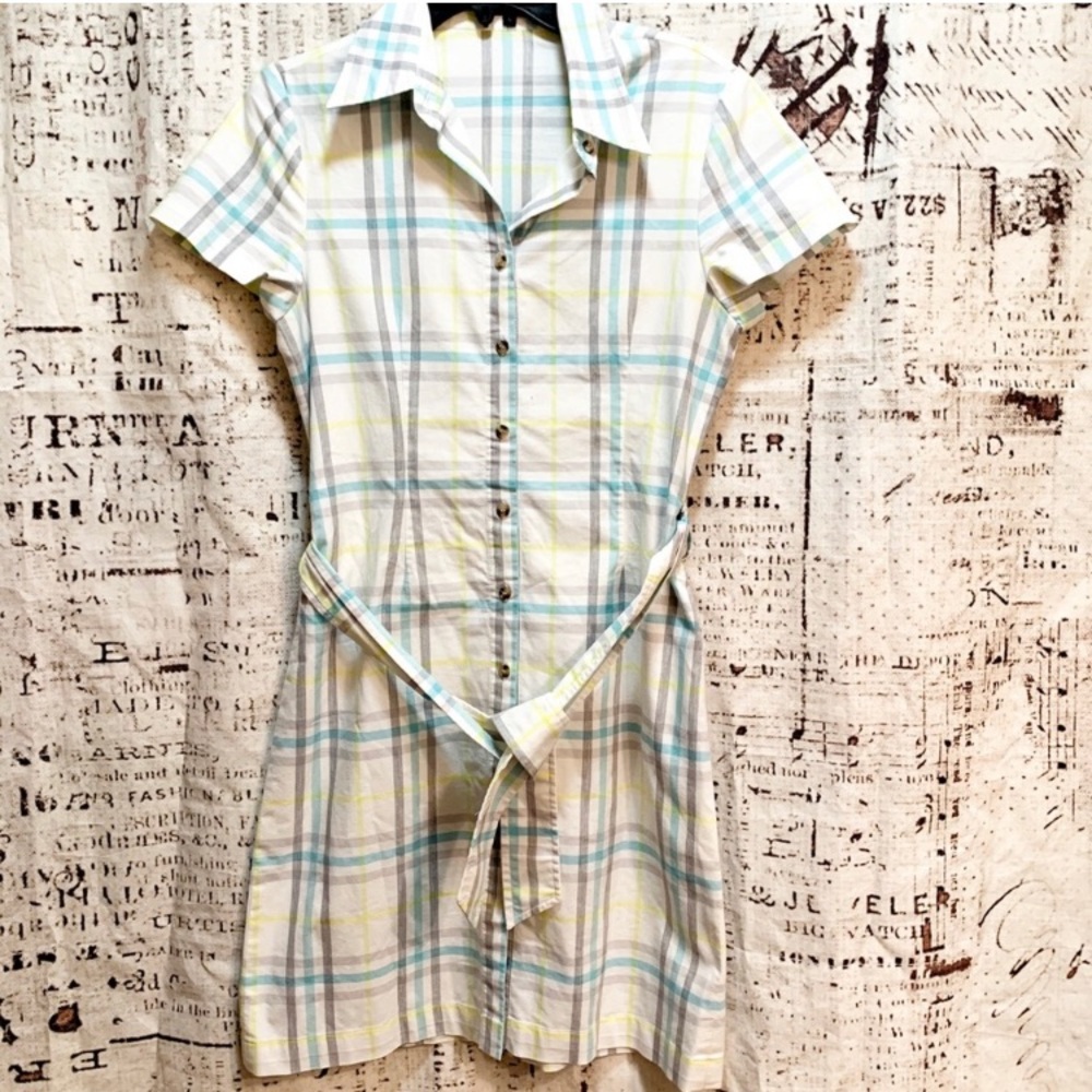 $50 FIRM! Authentic Burberry Belted Shirt Dress Plaid Size L